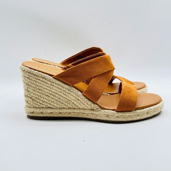 J Crew Shoes Womens 9 Brown Espadrille Wedge Heels Platform Sandals Slides NEW - Picture 1 of 11